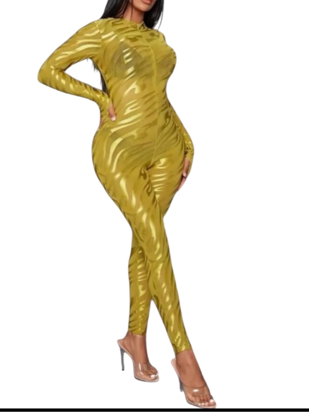 SHEIN SXY Mock Neck Mesh Unitard Jumpsuit size S NWT